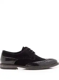 Pantofi eleganti barbati din piele naturala, Leofex- 514 Negru Florantic velur