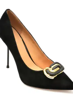 Pantofi eleganti EPICA negri, 6415, din piele intoarsa