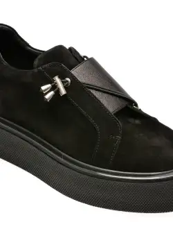 Pantofi EPICA negri, 348955, din piele intoarsa
