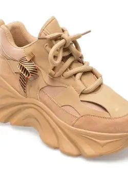 Pantofi GRYXX nude, 3280, din piele naturala si material textil