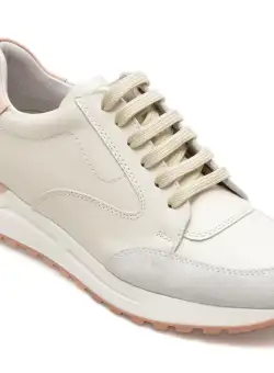 Pantofi QUSHELI albi, 35345, din piele naturala