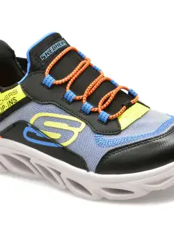 Pantofi SKECHERS negri, FLEX GLIDE, din piele ecologica
