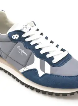 Pantofi sport PEPE JEANS bleumarin, BRIT-ON PRINT, din material textil