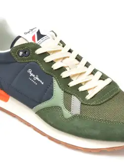 Pantofi sport PEPE JEANS kaki, BRIT MIX, din material textil