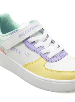 Pantofi sport SKECHERS albi, SPORT COURT 92, din piele ecologica
