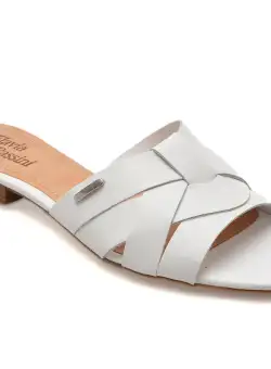 Papuci casual FLAVIA PASSINI albi, 356601, din piele naturala