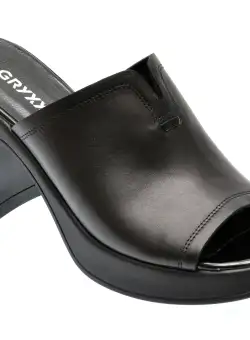 Papuci casual GRYXX negri, 14038, din piele naturala
