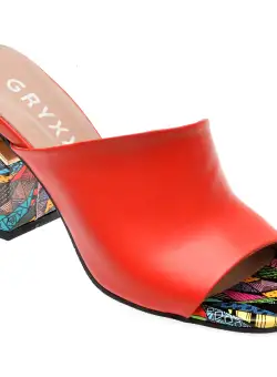 Papuci casual GRYXX rosii, 795, din piele naturala