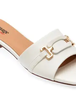 Papuci casual IMAGE albi, 110716, din piele ecologica