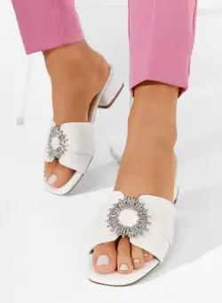 Papuci cu toc Sanamera albi