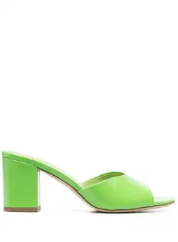 Paris Texas 'Anja' Green Mules with Block Heel in Patent Leather Woman Green