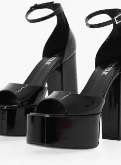 Paris Texas Patent Leather Tatiana Sandals With Strap Closure Heel 14 Cm Black