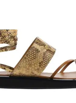 Paris Texas Python Printed Leather Brooklyn Lace-Up Sandals Beige