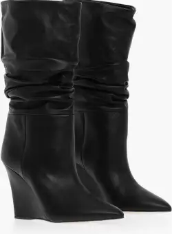Paris Texas Slouchy Wanda Boots With Wedge 10 Cm Black