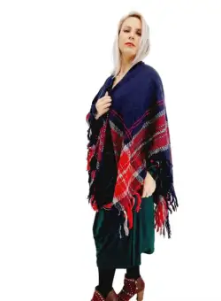 Poncho dama bleumarin in degrade
