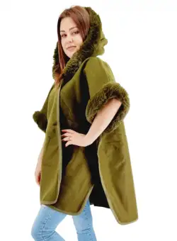 Poncho Dama masura universala culoarea kaki