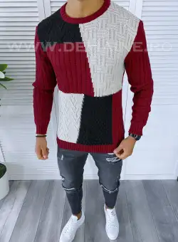 Pulover barbati gros slim fit bordo T3611 I19-6* E