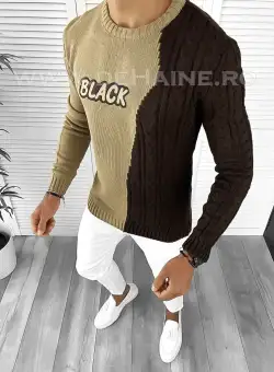 Pulover barbati gros slim fit maro T3591 100-3