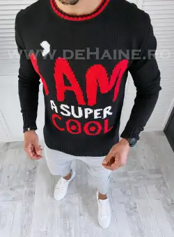 Pulover barbati gros slim fit negru T3590 P20-1.3