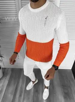 Pulover barbati gros slim fit portocaliu T3577 Y22-4