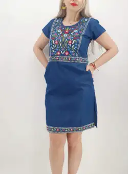 Rochie din denim cu broderie Flavia