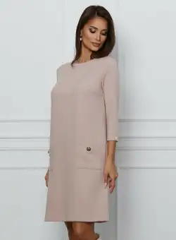 Rochie Dy Fashion roz cu buzunare