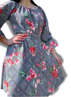 Rochie eleganta din barbie cu imprimeu floral Gala 3