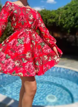 Rochie stilizata cu motive florale Florinela 15