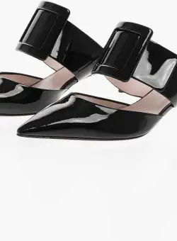 Roger Vivier Patent Leather Mules With Maxi Buckle And Spool Heel 5.5Cm Black