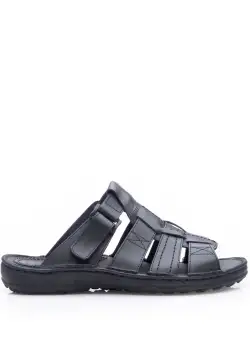 Saboti barbati din piele naturala,Leofex - 143 negru box