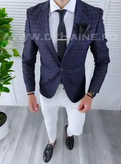Sacou barbati in carouri slim fit B4234 50-1 E ~