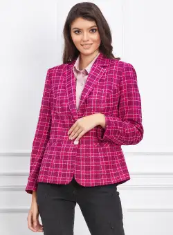 Sacou Lorena fucsia cu carouri