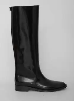 Saint Laurent Hunt boots in glazed leather BLACK