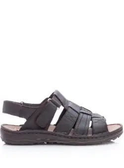 Sandale barbati din piele naturala, Leofex - 144 Maro inchis box