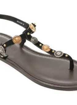 Sandale casual Steve Madden negre, ROMIE, din piele intoarsa