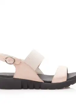 Sandale cu talpa joasa dama din piele naturala,Leofex - 256 Nude metalizat box