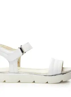 Sandale cu talpa joasa dama din piele naturala, Leofex- 380-1 Alb Box