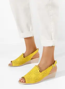 Sandale dama piele Claudia galbene