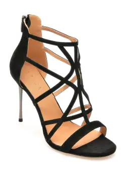 Sandale elegante EPICA negre, S36A, din piele intoarsa