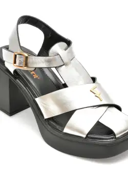 Sandale TERVOLINA argintii, 3216, din piele naturala