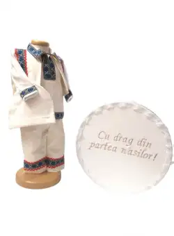 Set Botez Traditional Adi 4 , 2 piese costumas traditional si cufar brodat botez