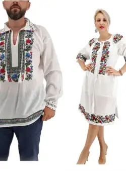 Set Cuplu Traditional 564 Camasa Traditionala si Rochie Traditionala