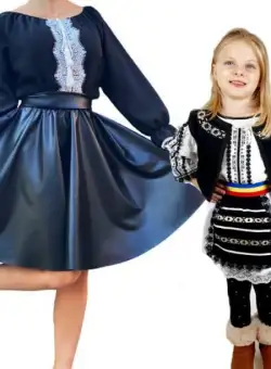 Set rochii Mama si Fiica , 84 Rochie cu motive traditionale si Costumas fetita