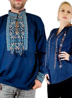 Set Traditional Cuplu 101 Camasi traditionale cu broderie