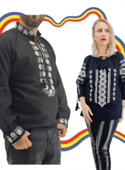 Set Traditional Cuplu 370 Camasi traditionale cu broderie