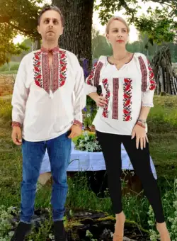 Set Traditional Cuplu 529 Camasi traditionale cu broderie