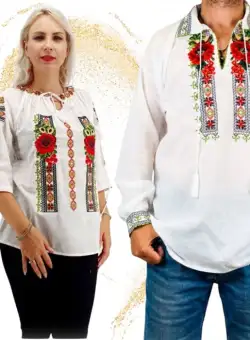 Set Traditional Cuplu 591 Camasi traditionale cu broderie