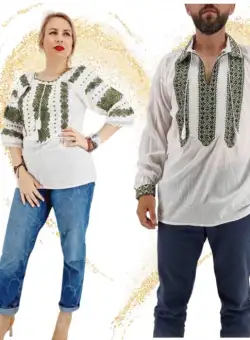 Set Traditional Cuplu 600 Camasi traditionale cu broderie