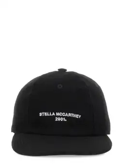 Stella McCartney STELLA MCCARTNEY BASEBALL HAT WITH LOGO EMBROIDERY BLACK