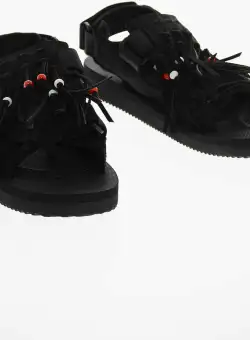 Suicoke Sandals With Tassel And Beaded Embellishment Black